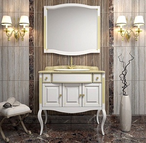 Мебель для ванной "Лаура 100", белый + мрамор