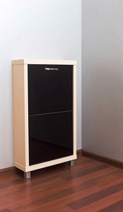 Шкаф для обуви "2-х секционный: Люкс" стекло чёрное