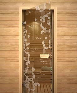 Дверь с рисунком "Ручей" для сауны и бани